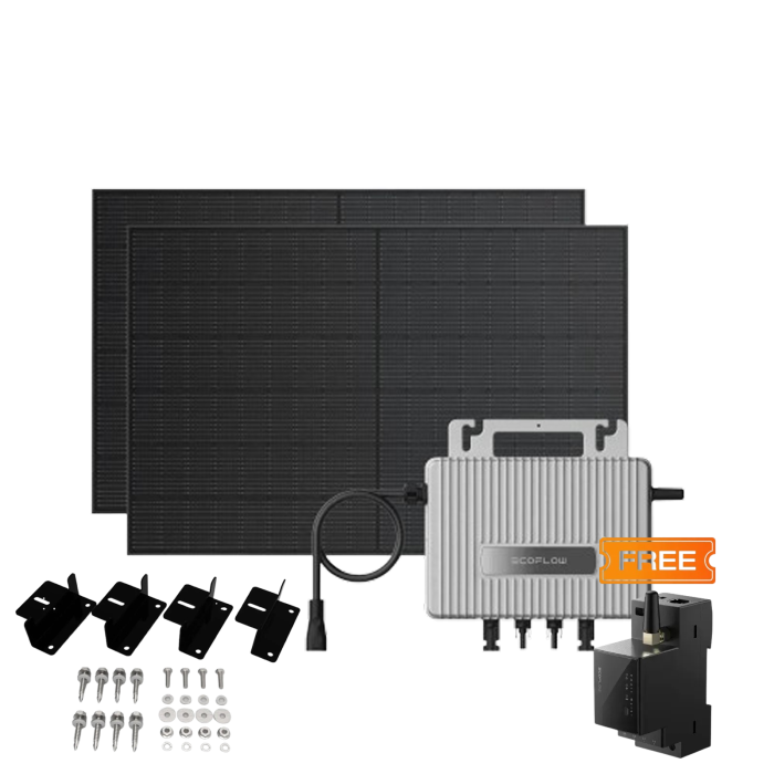 Комплект EcoFlow STREAM Microinverter/2*400W Rigid Solar Panel Combo/Розумний лічильник Smart Meter/Cистема кріплень EcoFlow Rigid Solar Panel Mounting Feet