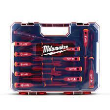 Набор отверток трехгранных изолированных VDE MILWAUKEE, SL/PH/PZ/T+тестер/кейс), (12шт)
