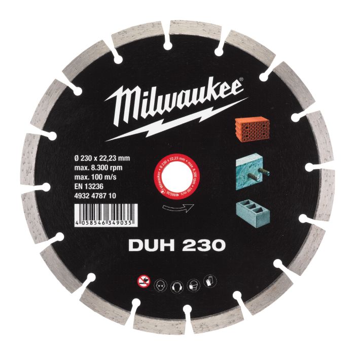 Диск алмазный MILWAUKEE DUH 230, Ø230мм (железобетон, кирпич) PROMO