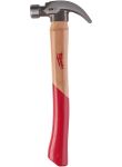 Молоток с закругленным гвоздодером и рукояткой из гикори MILWAUKEE, 16 унций/450гр