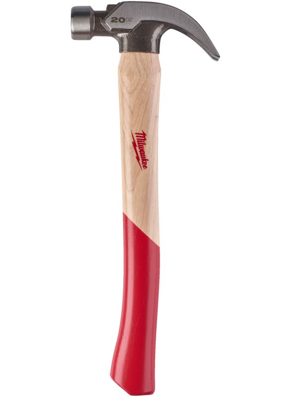 Молоток с закругленным гвоздодером и рукояткой из гикори MILWAUKEE, 20 унций/570гр