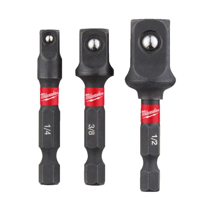 Набор переходников ShW MILWAUKEE, з 1/4'' Hex на квадрат (1/4", 3/8", 1/2")