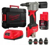 Заклепочник аккумуляторный MILWAUKEE M12 BPRT-201X Ø закл. 2,4-4,8мм (ЗУ+1акХ2ач+HDкейс)