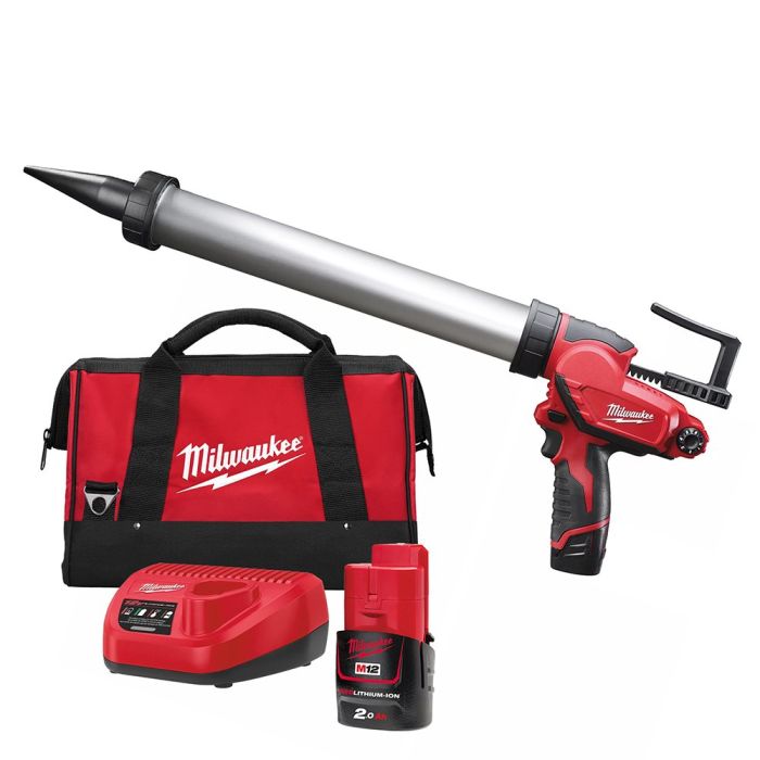 Пистолет для герметика аккумуляторный MILWAUKEE M12 PCG/400A-201B (400мл) (ЗУ+1акк.Х2Ач+сумка)