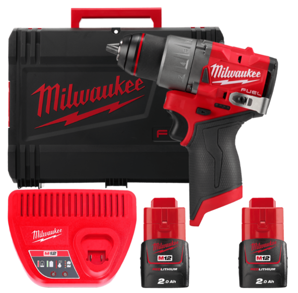 Дрель-шуруповёрт аккумуляторная бесщёточная MILWAUKEE M12 FDD2-202X (37Нм)(ЗУ+2акк.Х2Ач+HDкейс)