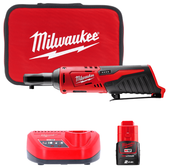 Трещётка аккумуляторная бесщёточная MILWAUKEE 1/4" (40 Нм) M12 IR-201B (ЗУ+1акк.Х2Ач+сумка)