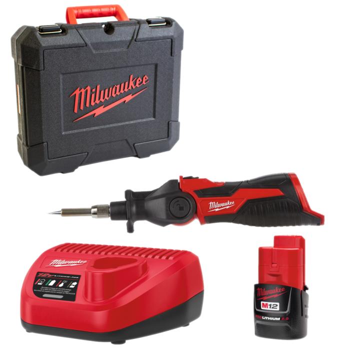 Паяльник аккумуляторный MILWAUKEE M12 SI-201C (ЗУ+1акк.Х2Ач+кейс)