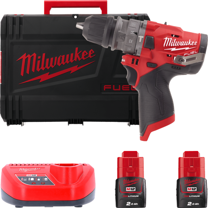 Дрель-шуруповёрт аккумуляторная бесщёточная ударная MILWAUKEE M12 FPDX-202X (37Нм) (ЗУ+2акХ2Ач+кейс)