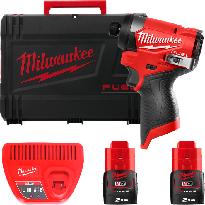 Шуруповерт ударный аккумуляторный бесщёточный MILWAUKEE (170 Нм) M12 FID2-202Х (ЗУ+2акк.Х2Ач+HDкейс)