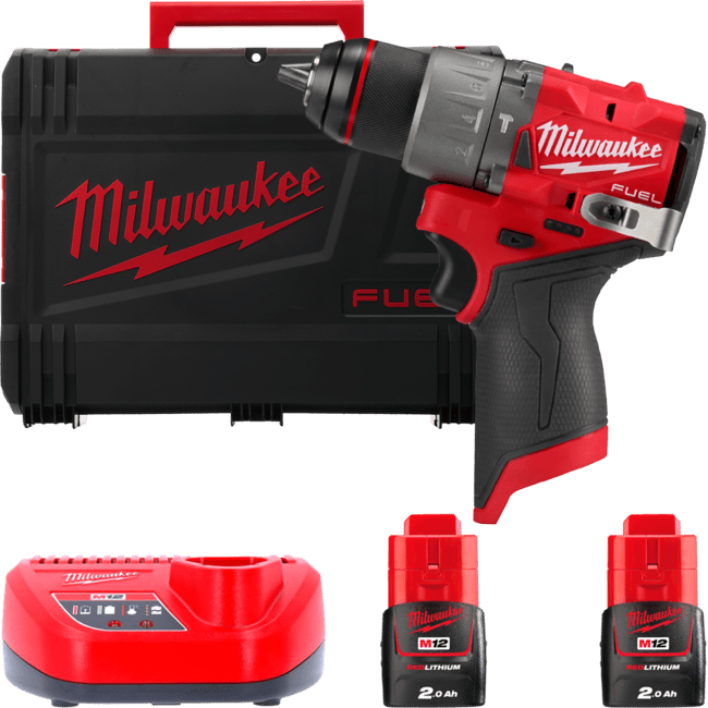 Дрель-шуруповерт аккумуляторная бесщёточная ударная MILWAUKEE M12 FPD2-202X (37Нм) (ЗУ+2Х2Ач+HDкейс)