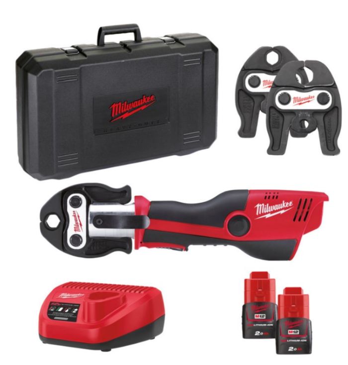 Обжимник гидравлический аккумуляторный для труб MILWAUKEE M12 HPT-202C V-SET2 (ЗУ+2акк.Х2Ач+кейс)
