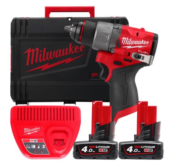 Дрель-шуруповерт аккумуляторная бесщёточная MILWAUKEE M12 FDD2-402X (45 Нм) (ЗУ+2ак.Х4Ач+HDкейс)