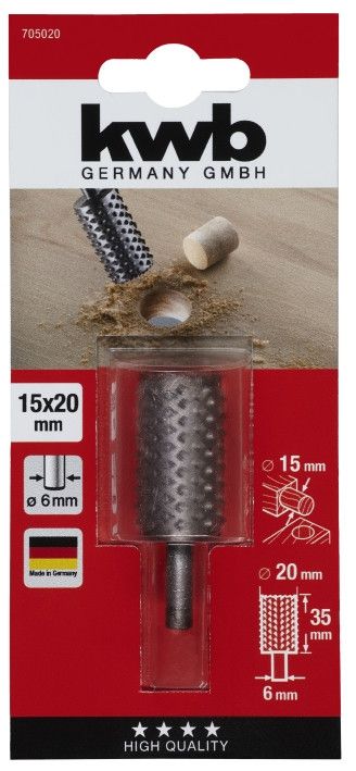 Фреза пустотелая рашпильная, 20х15 мм, KWB (705020)
