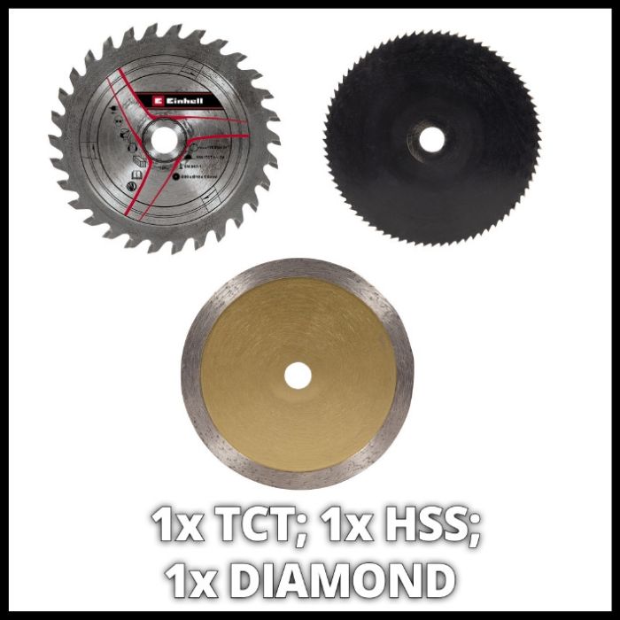 Мініпила дискова (роторайзер),  Einhell TC-CS 89 , 600 Вт, диски 89х10 мм, 7200 об/хв, набір дисків 3 шт