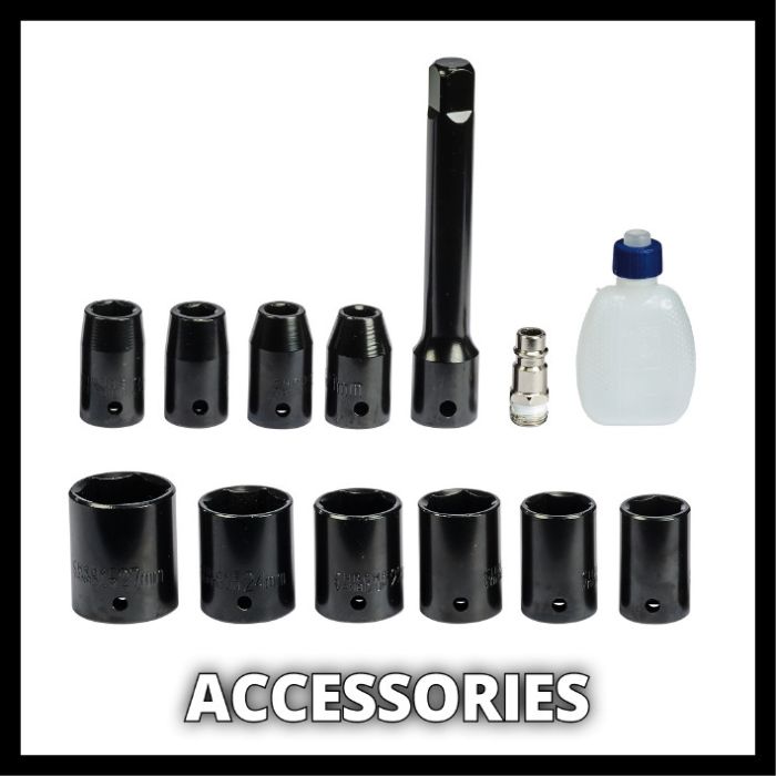 Гайковерт пневматичний  6,3 бар, 610 Нм, 142 л/хв, М14, 10 головок, подовжувач Einhell TC-PW 610 (4138960)