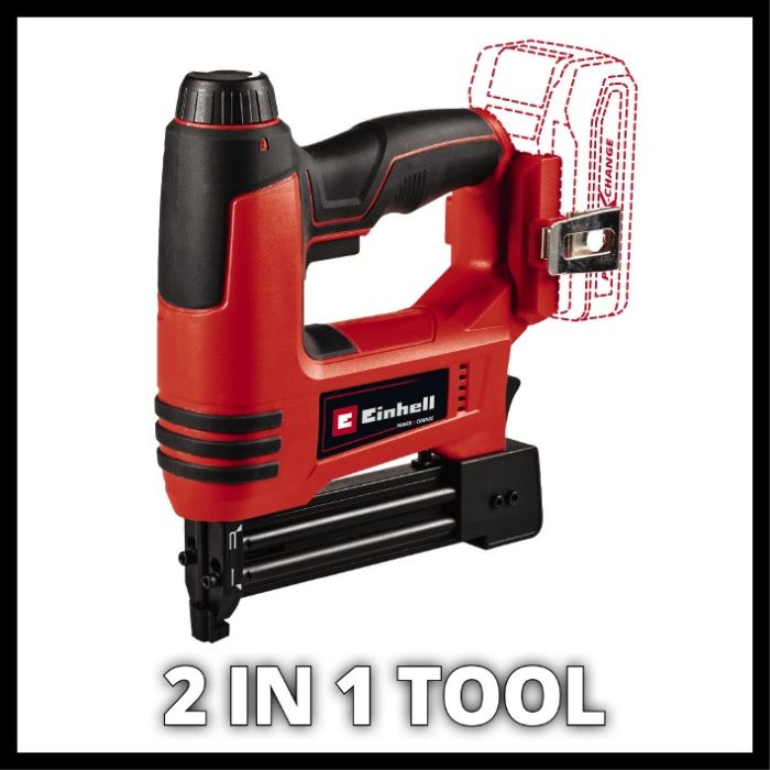 Акумуляторний степлер Einhell TE-CN 18 Li - Solo (4257790) 20 пострілів/хв, скоби та цвяхи, регулювання глибини