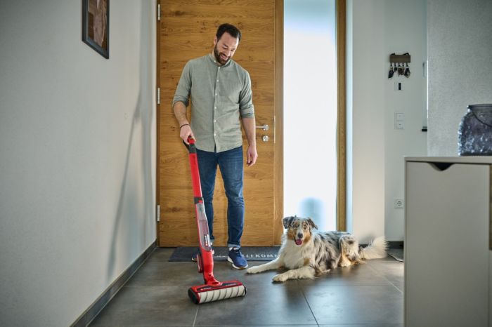 Акумуляторний очищувач підлоги (швабра)  Einhell CLEANEXXO (3437110) самоочищення, резервуари 400/300 мл