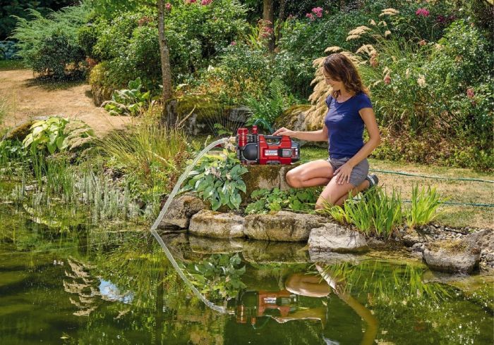 Насос садовий акумуляторний Einhell AQUINNA 18/30 F LED (без АКБ та ЗП) X-Change (без акум.), 18В, 3000 л/год, вис. 28 м, глиб. 6 м, режими ECO/BOOST, місце для другого акумулятора