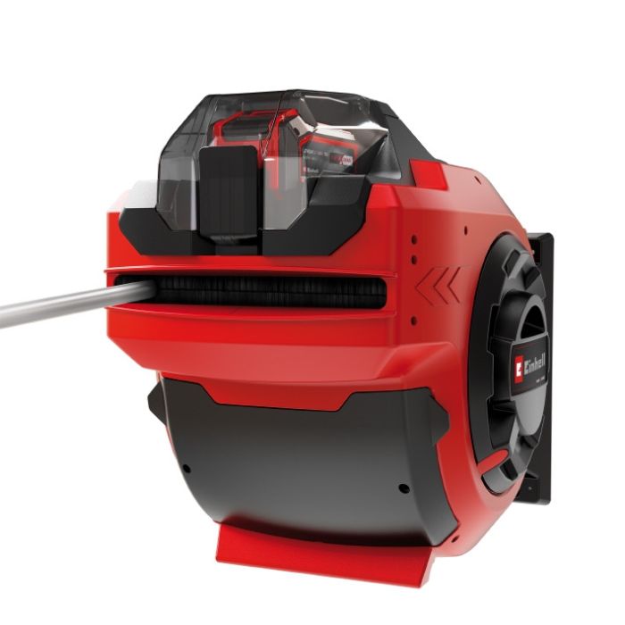 Котушка для шланга акумуляторна Einhell GE-HR 18/30 Li-Solo (без АКБ та ЗП)  X-Change , 18В, шланг 30м (1/2"), шланг під'єднання 1.5м, до 8 бар, настінний тримач, розпилювач і адаптери в комплекті