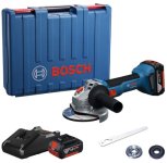 Акумуляторна кутова шліфувальна машина Bosch GWS 18V-8 Professional, 2 акб GBA 18V 4.0Ah та з/п GAL 18V-40, у кейсі
