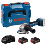 Акумуляторна кутова шліфувальна машина Bosch GWS 18V-11 Professional, 2 акб GBA 18V 5.0Ah та з/п GAL 1880 CV, у кейсі L-BOXX