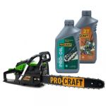 Бензопила Procraft GS450 + Олива 2T 1л +  Олива для ланцюга Procraft 1л