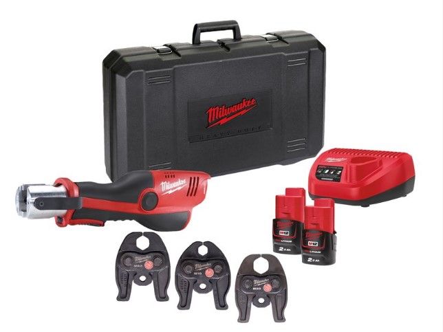 Обжимник гидравлический аккумуляторный для труб MILWAUKEE M12 HPT-202C Geberit Mapress Set(ЗУ+2Х2Ач)
