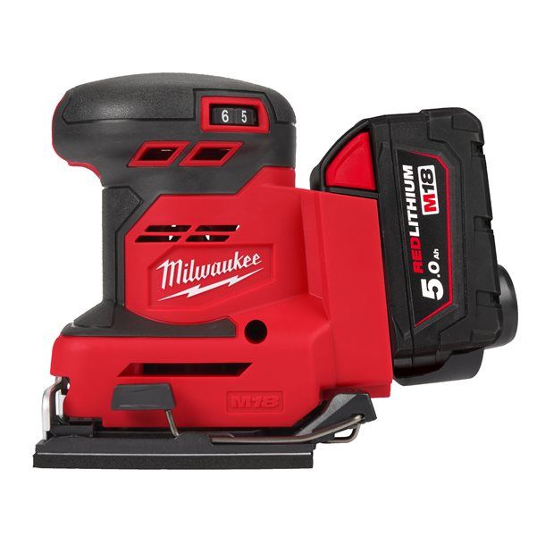 Шлифмашина вибрационная аккумуляторная MILWAUKEE M18 BQSS-502B (ЗУ+2акк.Х5Ач+сумка)