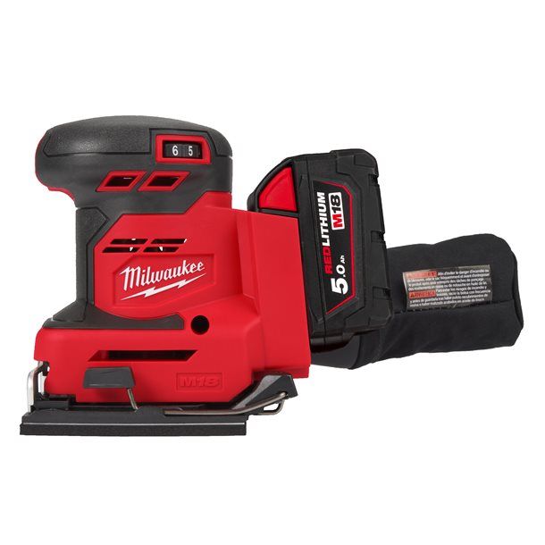 Шлифмашина вибрационная аккумуляторная MILWAUKEE M18 BQSS-502B (ЗУ+2акк.Х5Ач+сумка)
