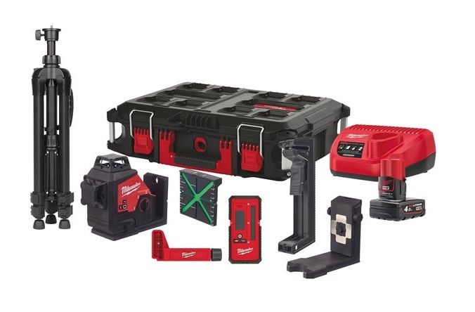 Нивелир лазерный аккумуляторный 3D MILWAUKEE, M12 3PLKIT-401P, (замена на 4933499379)