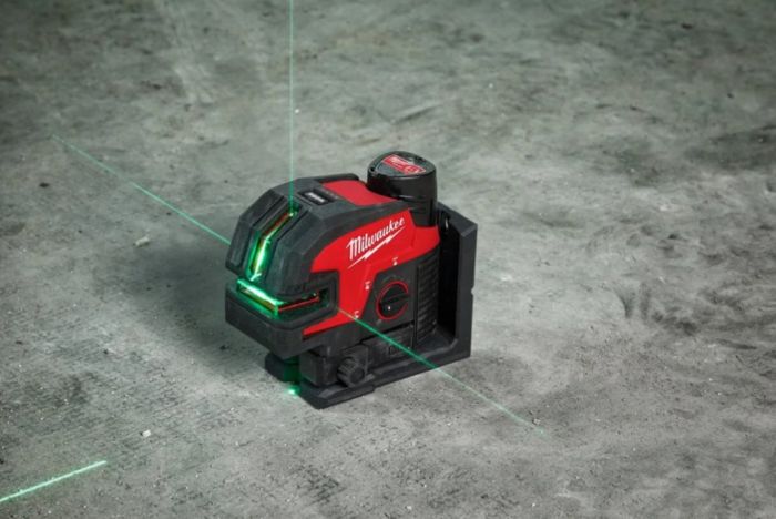 Нивелир 4х точечный лазерный аккумуляторный MILWAUKEE M12 CLL4P-301C (зелёный луч) (ЗУ+1Х3Ач+кейс)