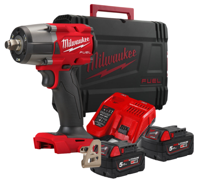Гайковерт аккумуляторный бесщёточный MILWAUKEE 1/2" (881 Нм) M18 FMTIW2F12-502X,с кольцом