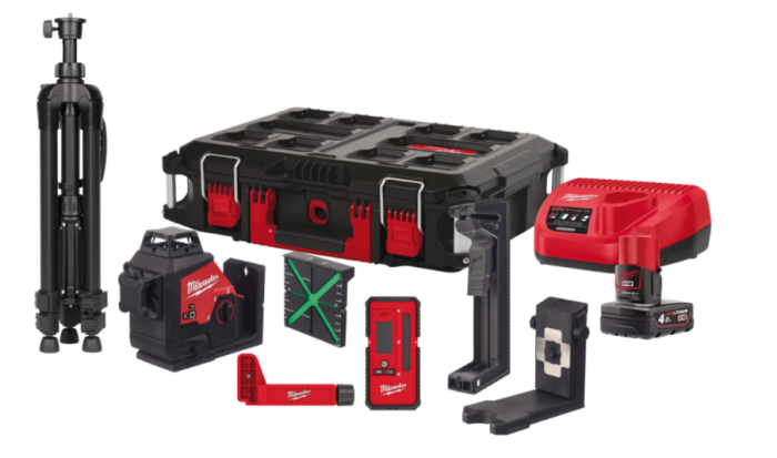 Нивелир лазерный аккумуляторный 3D MILWAUKEE, M12 3PLKIT-401P, (замена на 4933499379)