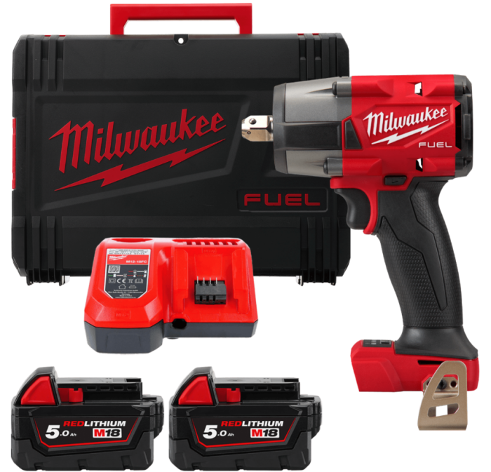 Гайковерт аккумуляторный бесщеточный MILWAUKEE 1/2" (881Нм) M18 FMTIW2P12-502X, с пином (ЗУ+2Х5Ач)