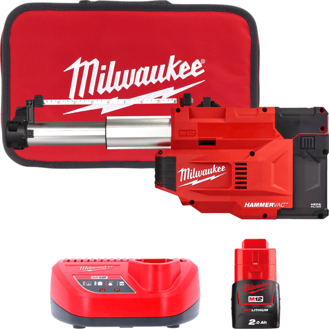 Система пылеудаления аккумуляторная MILWAUKEE M12 UDEL-201B (L-класс)(ЗУ+1акк.Х2Ач+сумка)