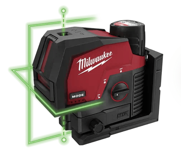 Нивелир линейно-точечный аккумуляторный MILWAUKEE M12 CLLP-301C (зелёный луч)