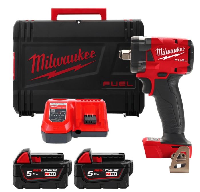Гайковерт аккумуляторный бесщеточный MILWAUKEE 1/2'' (339Нм) M18 FIW2F12-502X, с кольцом (ЗУ+2Х5Ач)