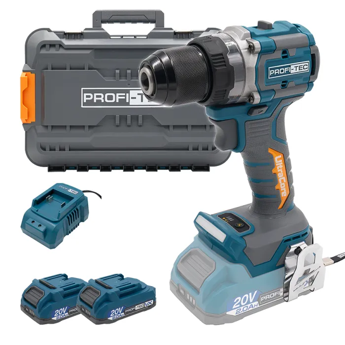 Акумуляторний дриль-шуруповерт PROFI-TEC PPCD7020 UltraCore (2×PT2020VX (2.0 Аг), зарядний пристрій)