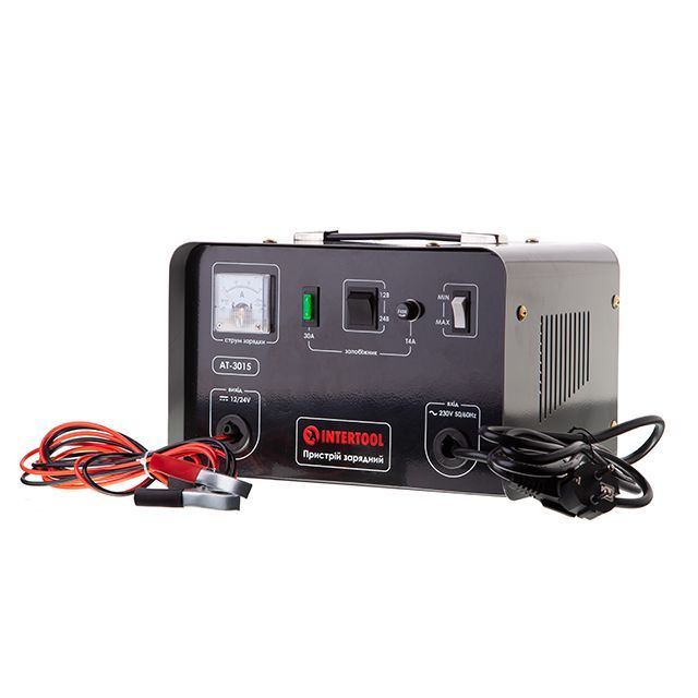Устройство зарядное 230 В~50 Гц, 600 Вт, 12/24 В, 30 А, 20-400 Ач INTERTOOL AT-3015