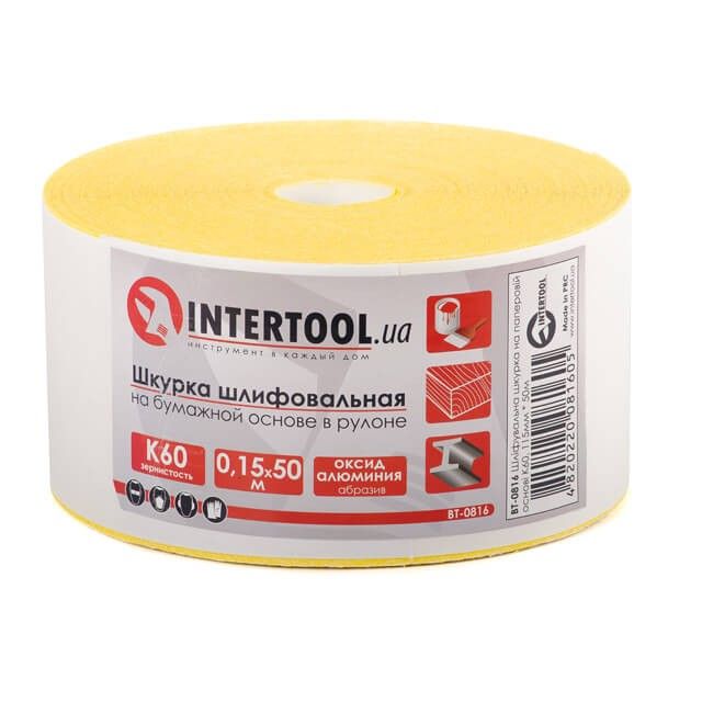Шлифовальная шкурка на бумажной основе К60, 115 мм * 50 м INTERTOOL BT-0816