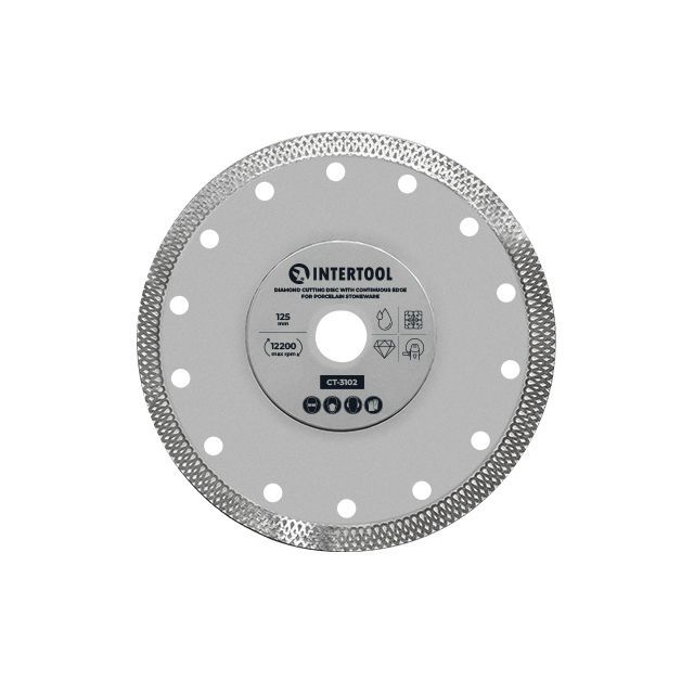 Диск отрезной алмазный со сплошной кромкой 125мм, по керамограниту INTERTOOL CT-3102