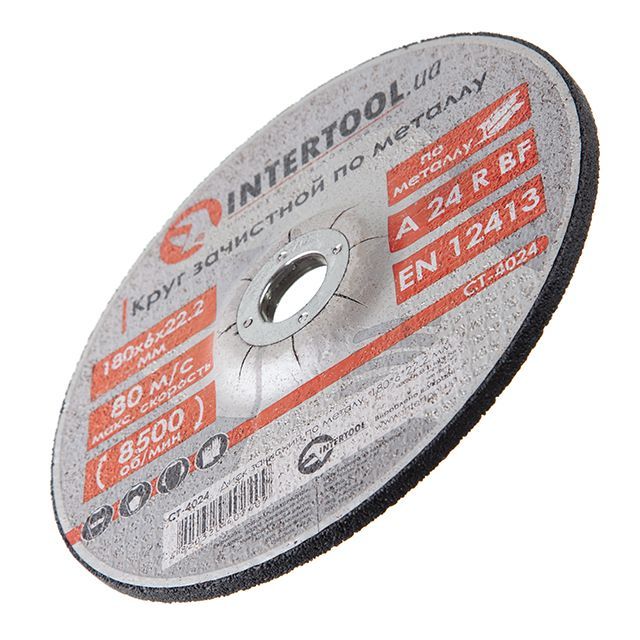 Круг зачистной по металлу 180*6*22.2 мм INTERTOOL CT-4024