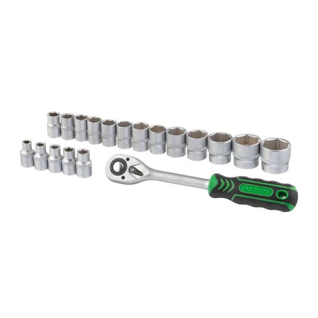 Набор головок 1/2", 8-32 мм, рукоятка с храповым механизмом, 19 ед. INTERTOOL ET-6019