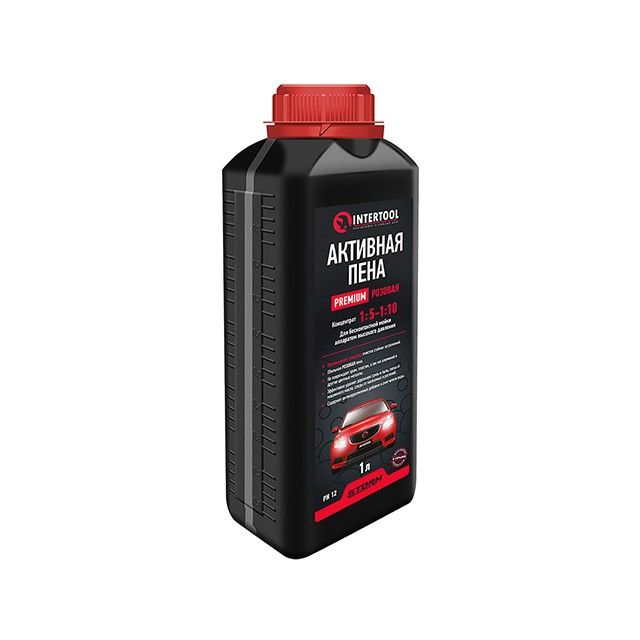 Пена активная PREMIUM 1 л, розовая, концентрат 1:5 - 1:10, для бесконтактной мойки аппаратом высокого давления, STORM INTERTOOL FS-9091