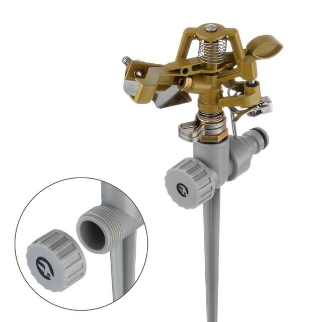 Дождеватель пульсирующий на костыле, круг/сектор полива до 12 м, Brass, Zinc all INTERTOOL GE-0052