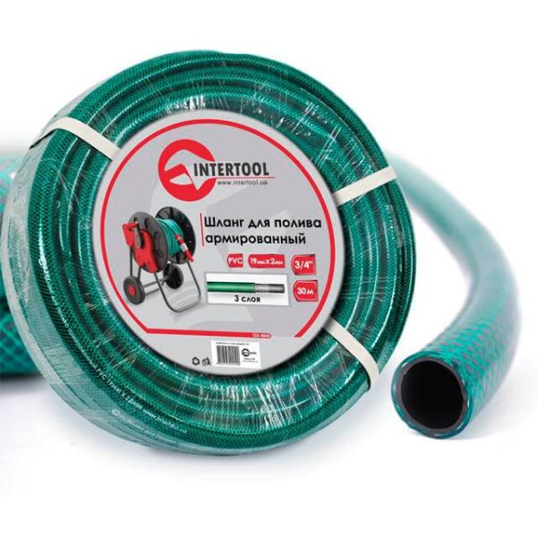 Шланг для полива 3-х слойный, 3/4", 30 м, армированный, PVC INTERTOOL GE-4045
