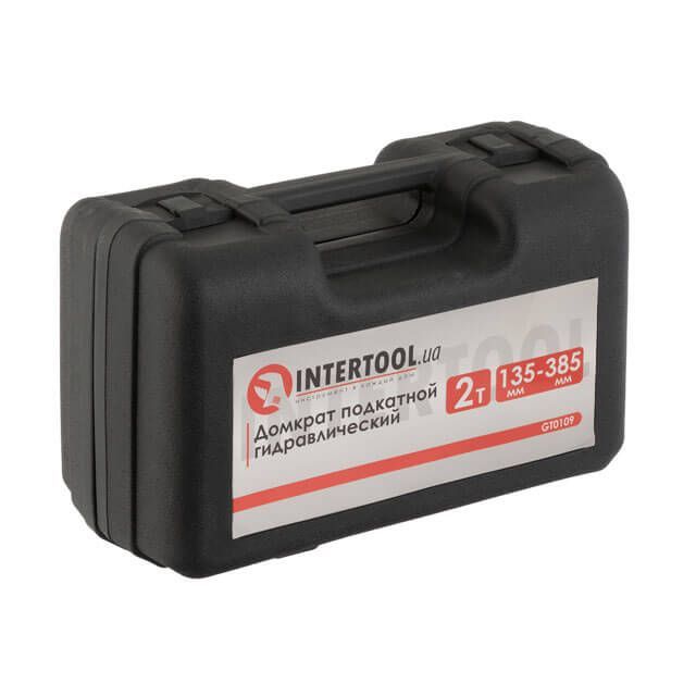 Домкрат гидравлический подкатной 2т высота подъема 135-385мм в кейсе INTERTOOL GT0109