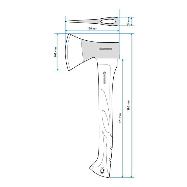 Топор 600 г, ручка из фибергласса INTERTOOL HT-0261