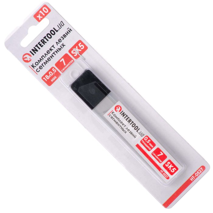 Комплект лезвий сегментных 18 мм, 7 сегментов, сталь SK5, 10 ед. INTERTOOL HT-0527