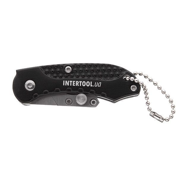 Нож складной мини трапецевидный 9 мм, SK5, алюминиевая рукоятка INTERTOOL HT-0532
